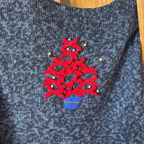 VINTAGE CHRISTMAS SWEATER CUTE UGLY Y2K COTTAGECORE HOLIDAY SANTA - Picture 4 of 5